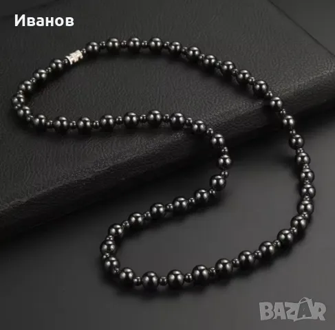 Мъжки гердан от естествени камъни - хематит