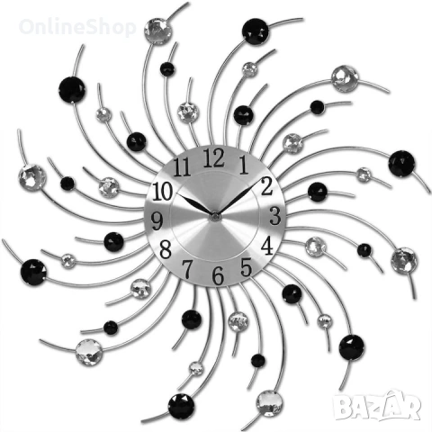 Стенен часовник с кристали , 50 см, Кварцов механизъм, Безшумен, снимка 10 - Декорация за дома - 53585357