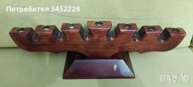 дърворезба свещник за ценители отличен , снимка 2 - Декорация за дома - 50596743