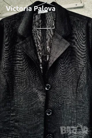 Прекрасно дизайнерско  яке-сако от груб лен LUI E LEY, снимка 3 - Сака - 47656238