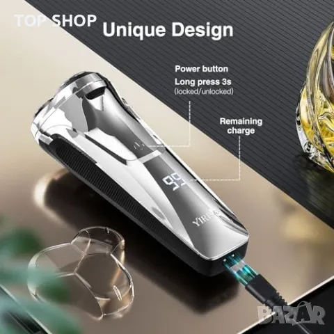 Нова Водоустойчива мъжка Електробръсначка YIRISO с Pop-up Тример, снимка 5 - Електрически самобръсначки - 49892812