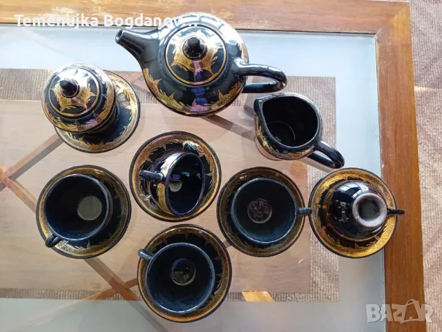 Сервиз за кафе - черно с позлата, снимка 4 - Сервизи - 49304751