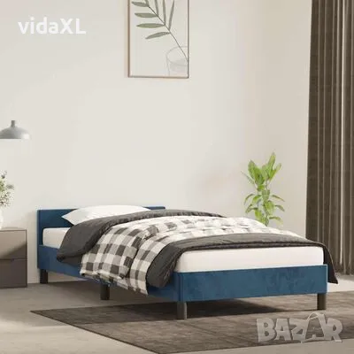 vidaXL Рамка за легло без матрак, тъмносиня, 100x200 см, кадифе(SKU:347559), снимка 2 - Спални и легла - 49001668