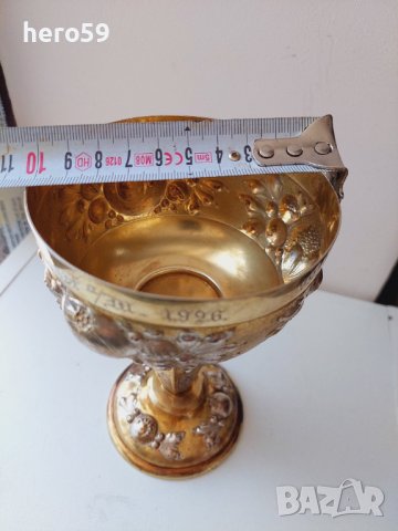 Стара сребърна немска чаша(бокал) с позлата,ръчно кована, снимка 17 - Антикварни и старинни предмети - 43758624