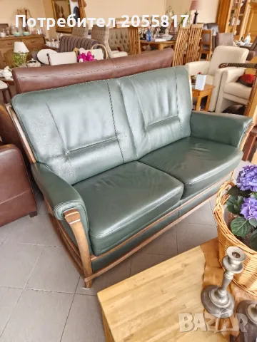 Диван двойка #естествена кожа #масив, снимка 3 - Дивани и мека мебел - 49672889