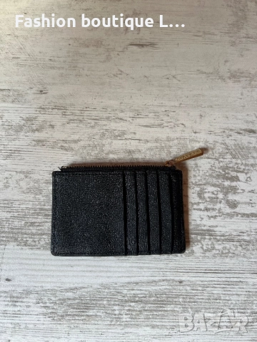 Дамски черен кардхоулдър с джоб с цип за книжни пари и стотинки 🖤, снимка 2 - Портфейли, портмонета - 52097564