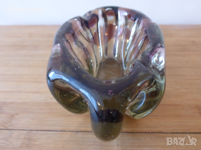 Голям стъклен пепелник Мурано 1970 г, снимка 9 - Декорация за дома - 44883627
