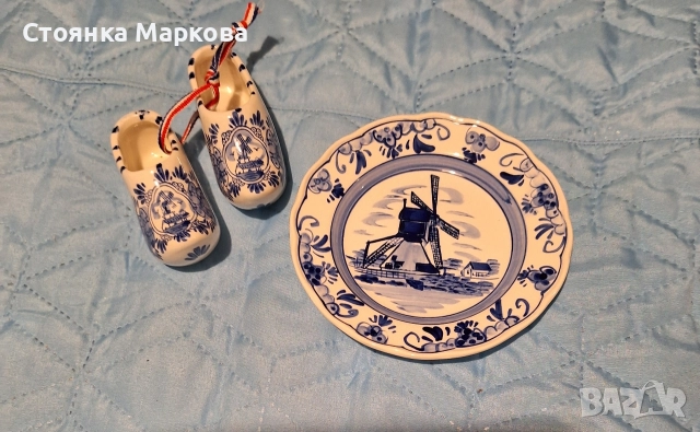 Холандски малки обувчици и чинийка Delft