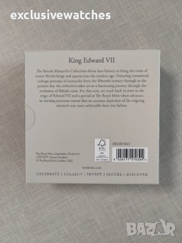 Британски монарси Крал Едуард VII 2022 Великобритания 1 унция Сребърна монета Proof , снимка 8 - Нумизматика и бонистика - 52150942