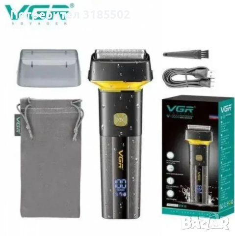 Безжична електрическа самобръсначка VGR V-355 с LED д-исплей, IPX6 водоустойчивост и бързо зареждане