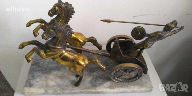 Голяма статуя на гладиатор в колесница с коне, снимка 9 - Антикварни и старинни предмети - 43830344