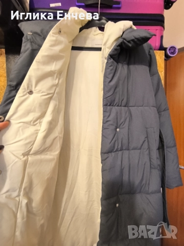 Дамско зимно яке с контрастна качулка, снимка 3 - Якета - 52373421