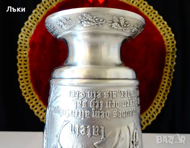 Бокал,халба от калай с ловец,заек,лов,300 мл. , снимка 8 - Антикварни и старинни предмети - 47904460