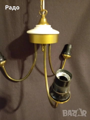 Красив стариннен полилей изработен от месинг и порцелан, снимка 4 - Полилеи - 53268930