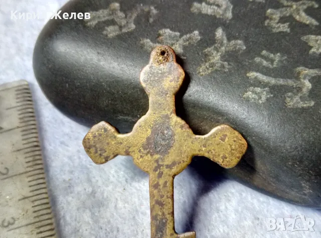Старинен МЕСИНГОВ ИЗТОЧНОПРАВОСЛАВЕН КРЪСТ ТРАДИЦИОННА МАЙСТОРСКА РЪЧНА ИЗРАБОТКА КРЪСТЧЕ 39811 , снимка 4 - Антикварни и старинни предмети - 48818581