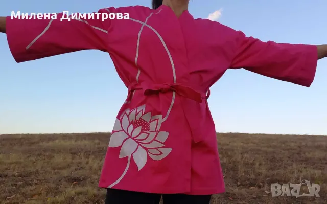 Ръчно рисувано сатенирано кимоно, снимка 7 - Сака - 48852518