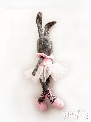 Зайче балерина, детска играчка ръчна изработка, плетени играчки, подарък за дете, снимка 11 - Плюшени играчки - 43143190