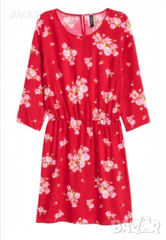 Нова червена рокля на цветя L-XL 44  размер, снимка 1 - Рокли - 36762487