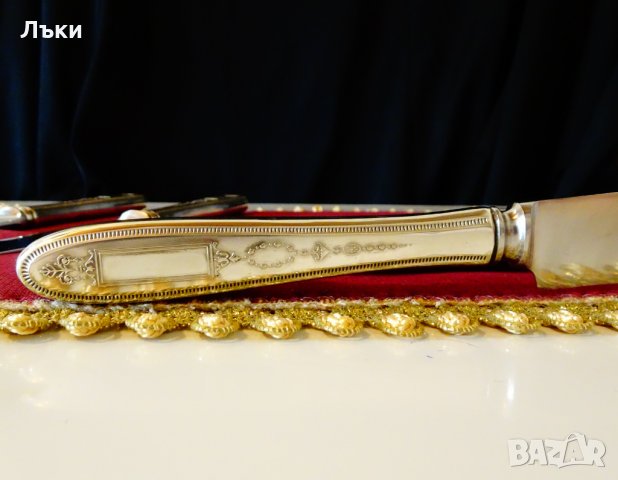 Английски посребрен нож орнаменти,маркиран. , снимка 3 - Антикварни и старинни предмети - 26539230