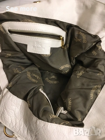 BURBERRY Vintage чанта в бяло естествена кожа, снимка 11 - Чанти - 53375563