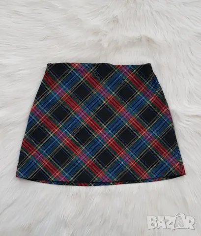Дамска карирана пола ZARA S-M, снимка 8 - Поли - 48134519