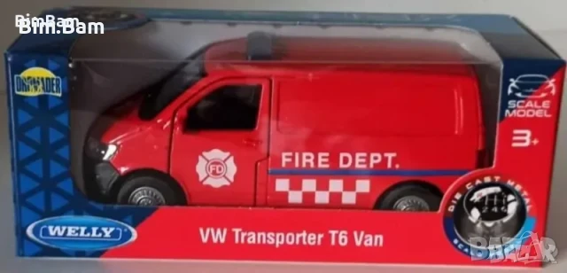 Колекционерска метална количка Volkswagen Transporter T6 Van / WELLY