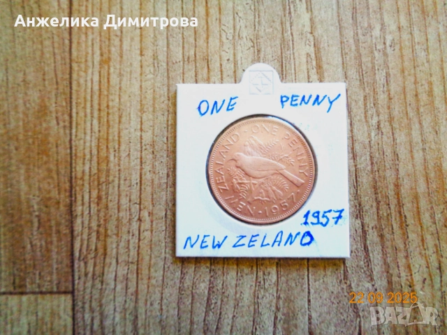 Рядка  нова монета  Нова Зеландия -1957г, снимка 1