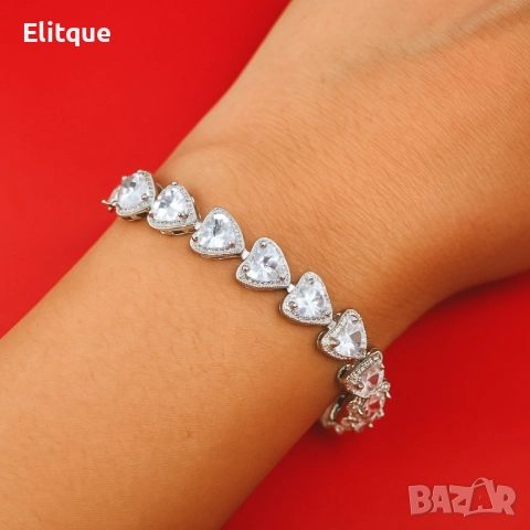 Гривна със сърчица и камъчета, снимка 3 - Гривни - 52656986