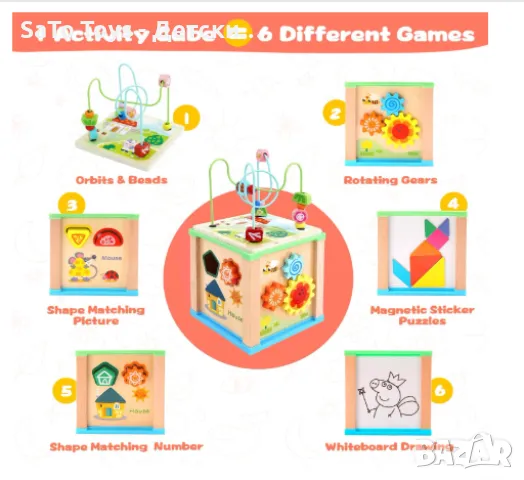 Монтесори сортер,дървено кубче,образователно, снимка 3 - Игри и пъзели - 49990179