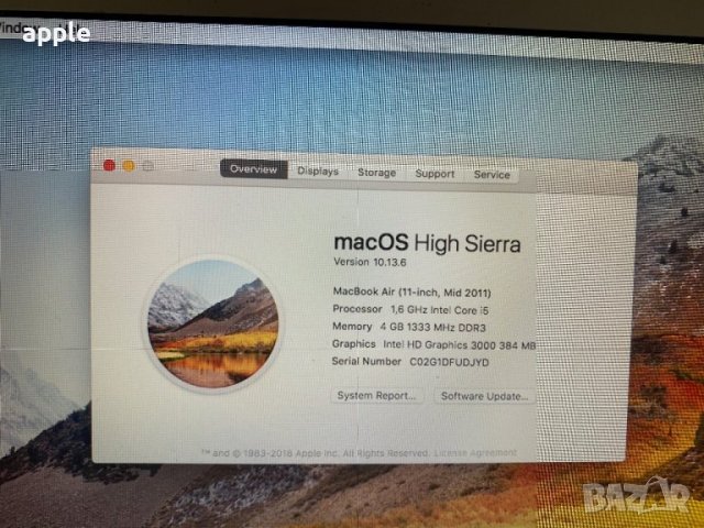 11,6'' Core i5 MacBook Air A1370 (Mid-2011)-На части, снимка 8 - Лаптопи за дома - 34475358
