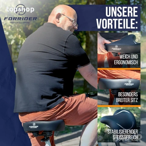 Нова, голяма XXL Ергономична седалка за велосипед Forrider с облегалка (Мемори пяна)  ​, снимка 3 - Части за велосипеди - 53559393