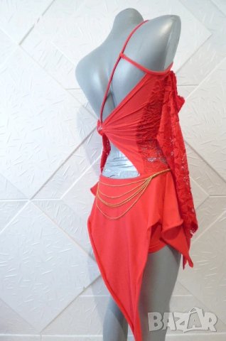 Червена детска рокля за спортни танци с дантела, снимка 5 - Детски рокли и поли - 51296133