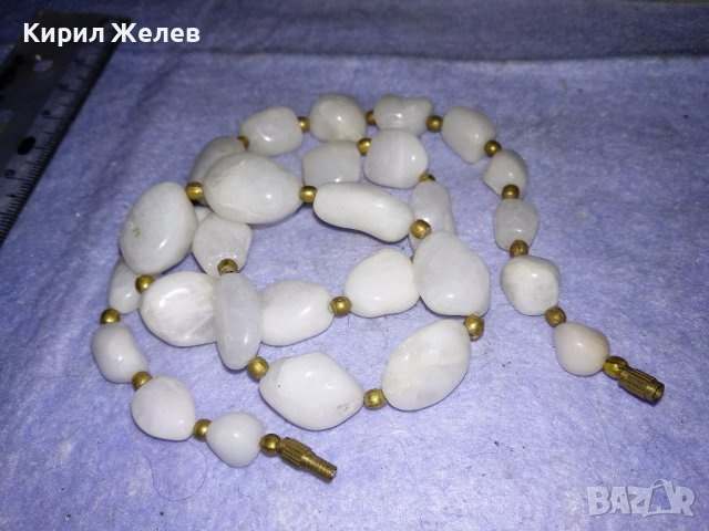 ДРАГОЦЕННА СТАРИНЕН СТИЛ ОГЪРЛИЦА КОЛИЕ НАТУРАЛЕН МЛЕЧЕН КВАРЦ и БРОНЗ 34666, снимка 11 - Колиета, медальони, синджири - 39202107