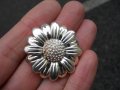СТАРА ПОСРЕБРЕНА БРОШКА ЦВЕТЕ, снимка 4