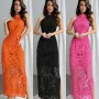 Дълга рокля дантела, Елегантна рокля дантела, Черна рокля дантела, Оранжева дантелена рокля, снимка 1