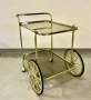 Метална количка за сервиране, златен цвят, подвижен бар, снимка 1
