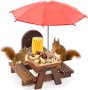 Карбонизирана дървена хранилка за катерици с чадър (кафява), снимка 1 - Други стоки за животни - 43437545