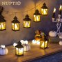 NUPTIO Комплект от 10 броя висящи мини фенери с LED свещи с височина 14 см и диаметър 5,7 см, снимка 5
