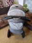 детска количка и дървена кошара