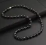 Мъжки гердан от естествени камъни - хематит, снимка 1