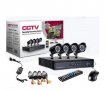 Пълен Комплект 4 камери + DVR 4-канален, CCTV, стойки кабели, адаптер,