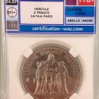 Франция 5 франка 1874 A / сребро, снимка 1 - Нумизматика и бонистика - 38398675