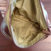 чанта дамска, зелена с пайети от плат, шарено райе, снимка 6 - Чанти - 39126095