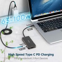 USB C хъб Aceele 7 в 1 USB C към HDMI 4K , PD 100W, 3хUSB 3.0, SD/TF, снимка 3 - Други - 35078113