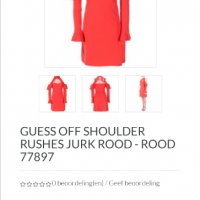 GUESS оригинална рокля с паднало рамо в коралов цвят , снимка 5 - Рокли - 29030046