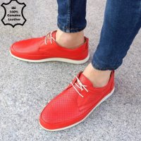 Мъжки обувки - червена ЕСТЕСТВЕНА кожа - 450, снимка 2 - Мокасини - 33535080