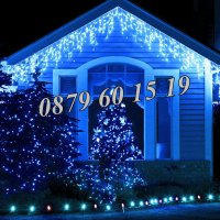 Коледна завеса 3 м синя светлина, коледна украса, коледни лампички, снимка 2 - Декорация за дома - 43185543