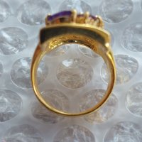 Уникален сребърен пръстен Смарагд,Аметист,Родолит,Турмалин,Гранат, снимка 4 - Пръстени - 37746903
