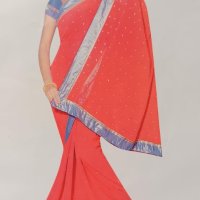 Едноцветно Индийско сари (149-154), снимка 1 - Рокли - 21364371