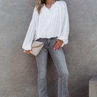 Дамска риза в бяло с дълъг ръкав, 100% вискоза, снимка 4 - Блузи с дълъг ръкав и пуловери - 43259232